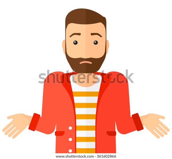 Cartoon Manvector: Confused Man Shrugging His Shoulders Stock Vector (Royalty - jasa desain ...