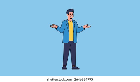 Confused Man Shrugging Shoulders With Arms Out in Bewilderment and Uncertainty