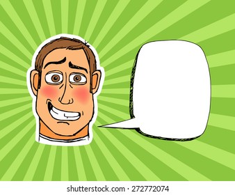 Confused man with speak bubble