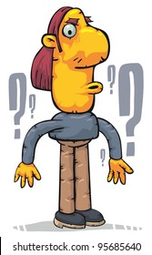 Confused man surrounded by question marks