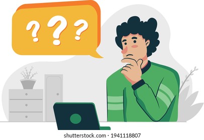 Confused Man Vector Illustration Concept