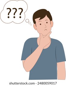 Confused men in doubts and thoughts.