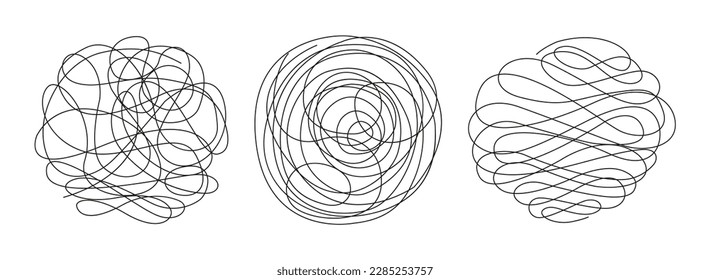 Confused messed up thoughtsicon set. Vector illustration for therapist practice, healing, mental treatment