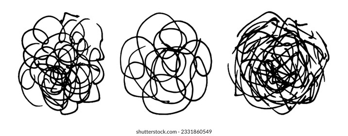 Confused messed up thoughtsicon set. Vector illustration for therapist practice, healing, mental treatment