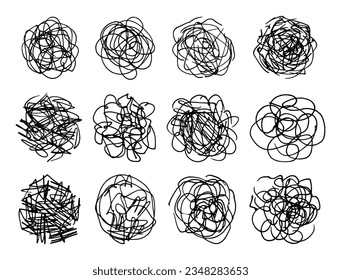 Confused messed up thoughtsicon set. Vector illustration for therapist practice, healing, mental treatment