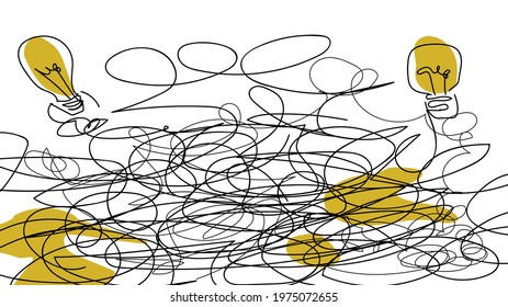 Confused mind line art Vector Illustration