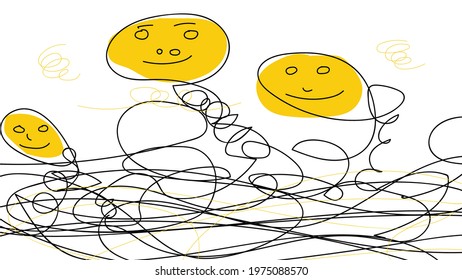 Confused mind Line Vector Illustration
