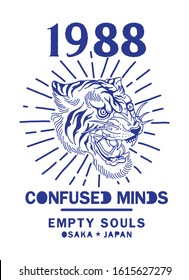 Confused Minds Tiger print design with slogan