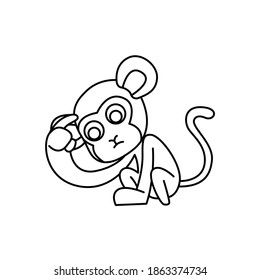 Gráfico gráfico de ilustraciones vectoriales de monos confundidos. Concepto de carácter animal en el estilo de contorno