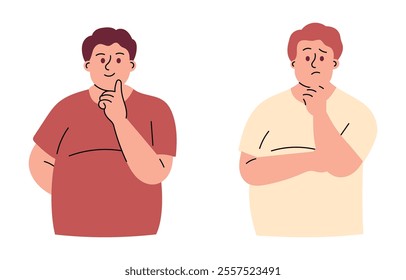 Confused Obese Man Thinking Something