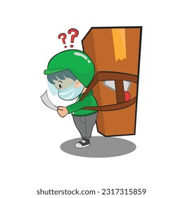 
confused online motorcycle taxi chibi character