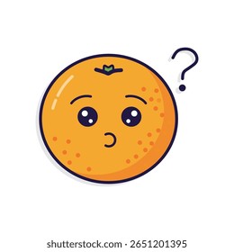 Confused orange cartoon with a question mark. Perfect for expressing doubt, curiosity, or a playful "I don't know" concept.
