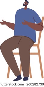 Confused overwhelmed man character vector illustration