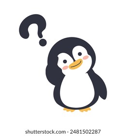 Pingüino confundido con un signo de interrogación de dibujos animados
