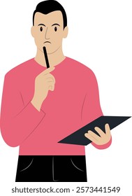 Confused People Flat Character Illustration. Isolated on White Background.
