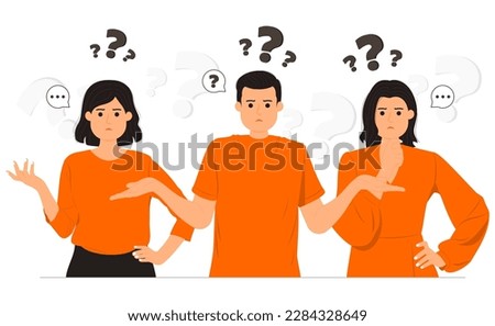Confused people, full of question marks illustration