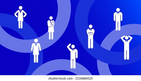 Confused people on circle,vector illustration,pictogram