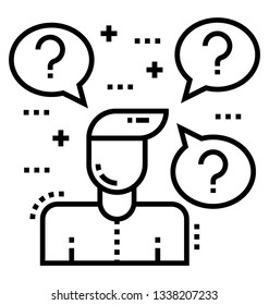 Confused person icon in line vector 