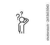 Confused Person Icon In Linear Style With Two Question Marks