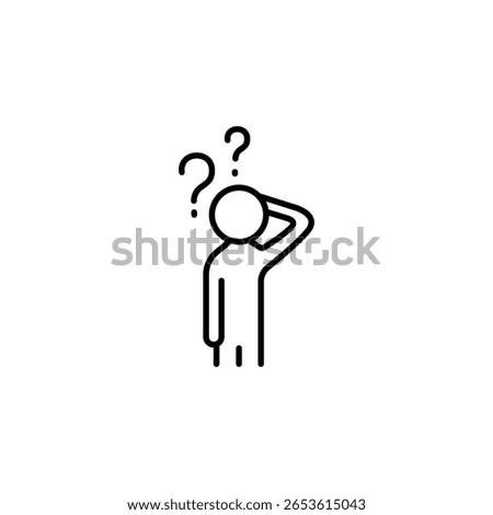 Confused Person Icon In Linear Style With Two Question Marks