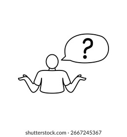 Icono de la persona confundida, estilo plano simple, Ilustración vectorial, símbolo, pictograma de la Plantilla del logotipo del diseño, para UI o UX aislado en blanco para el App móvil, editable