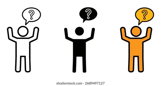 ícone de pessoa confusa vetor. soluções criativas e brainstorm novas ideias para negócios ou desafios pessoais símbolo. ilustração vetorial.