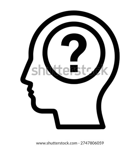 Confused person with question mark in head symbolizing uncertainty and problem solving