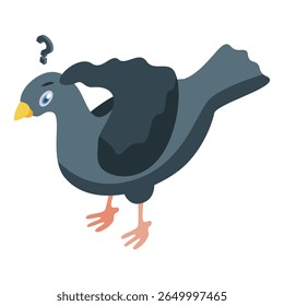 Confused pigeon is thinking with a question mark above its head