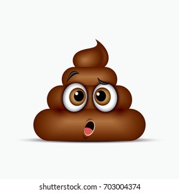 Confused poo emoticon, emoji - poop face - vector illustration
