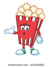 confused popcorn mascot character vector design