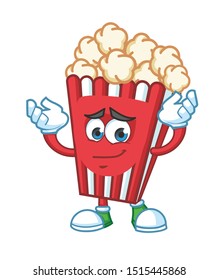 confused popcorn mascot character vector design