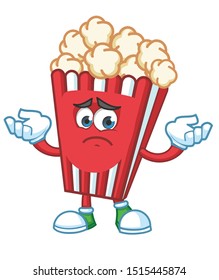 confused popcorn mascot character vector design