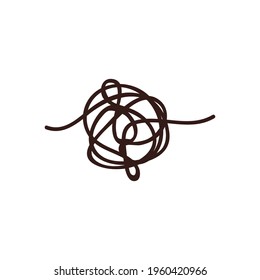 Confused process, chaos line symbol. Tangled scribble idea vector concept.