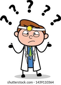 Confused Professional Cartoon Doctor Vector Illustration Stock Vector (Royalty Free) 1439110364