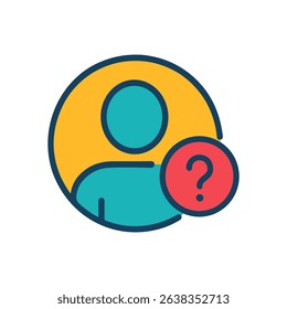Confused profile icon with question mark icon illustration element