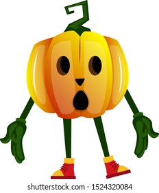 Confused pumpkin, illustration, vector on white background.