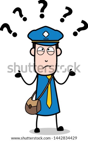 Confused - Retro Postman Cartoon Courier Guy Vector Illustration