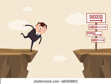 Confused scared business man office worker character making hard decision. Vector flat cartoon illustration