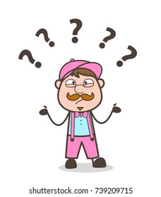 Confused Seller Worker Face Expression Vector