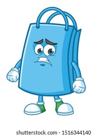 confused shopping bag cartoon character a mascot design