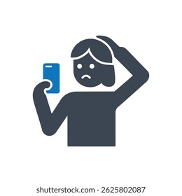 Icono Confundido Del Usuario Del Smartphone Aislado En El Fondo Blanco
