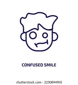 confused smile icon from people collection. Thin linear confused smile, happy, smile outline icon isolated on white background. Line vector confused smile sign, symbol for web and mobile