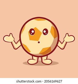 confused soccer ball mascot isolated cartoon in flat style