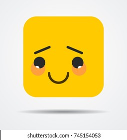 Confused square emoticon in a flat design