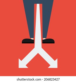 Confused, Standing at the crossroad, vector