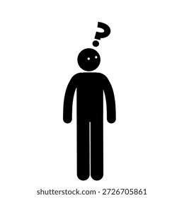 Figura de palo confuso con símbolo de signo de interrogación.
