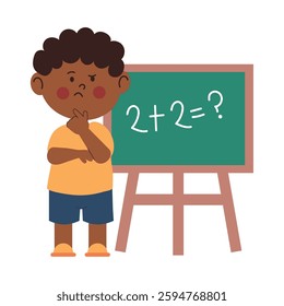 Confused student blackboard math problem thinking