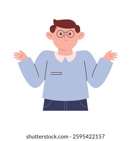 Confused student character thinking in school