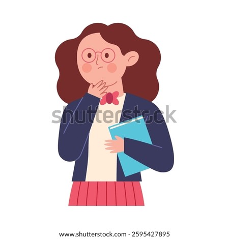 Confused Student holding a notebook