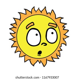  confused sun cartoon illustration isolated on white